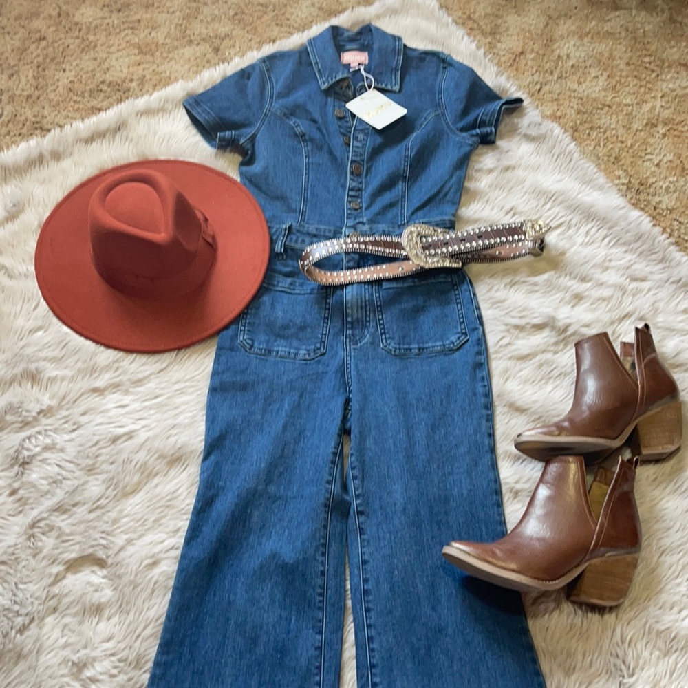 Flare Bell Bottom Denim Jumpsuit